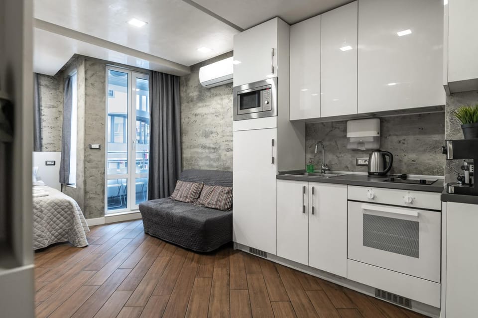 Bed, Kitchen or kitchenette, Photo of the whole room, Seating area