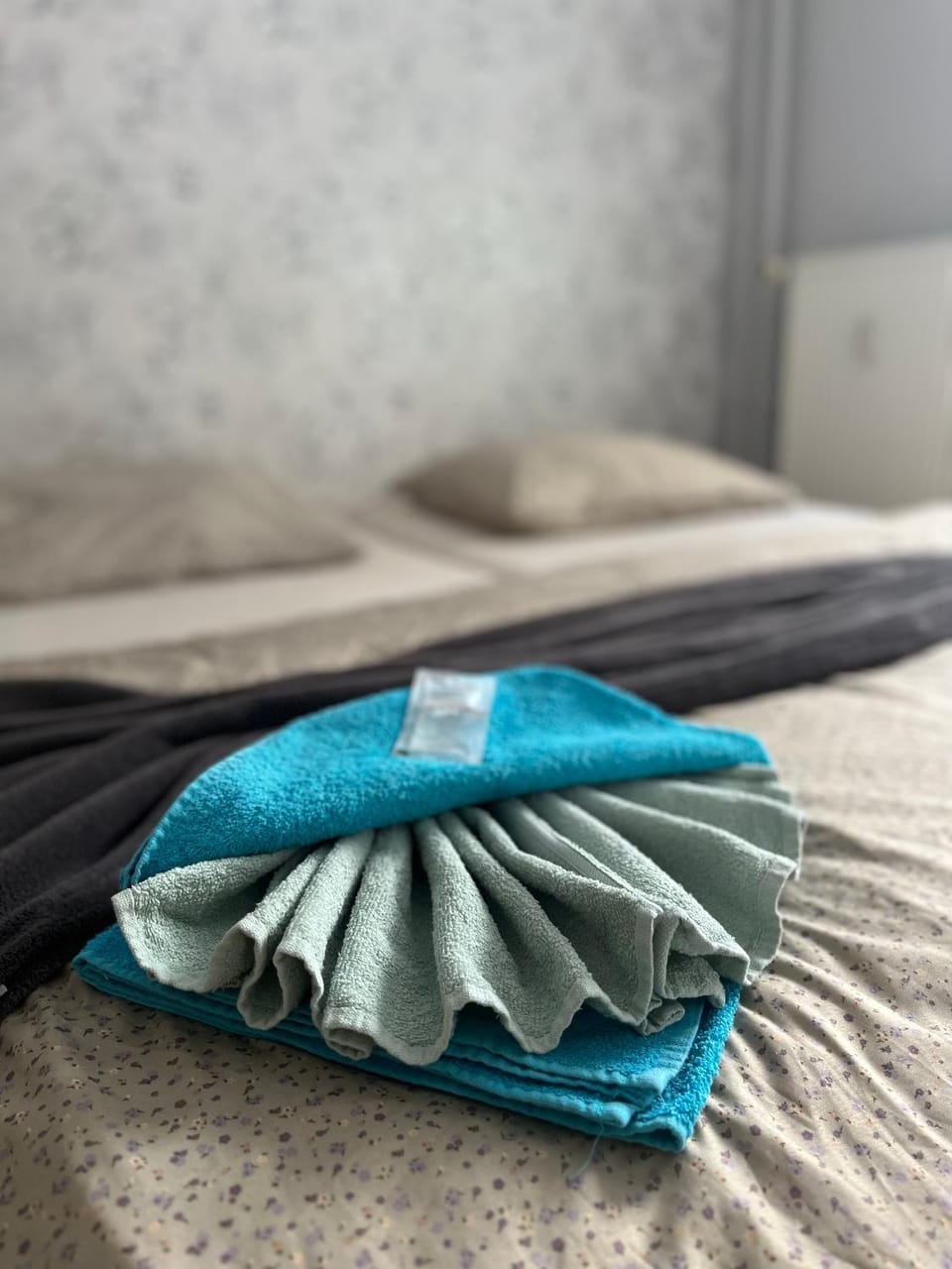 Bed, Photo of the whole room, Bedroom, towels