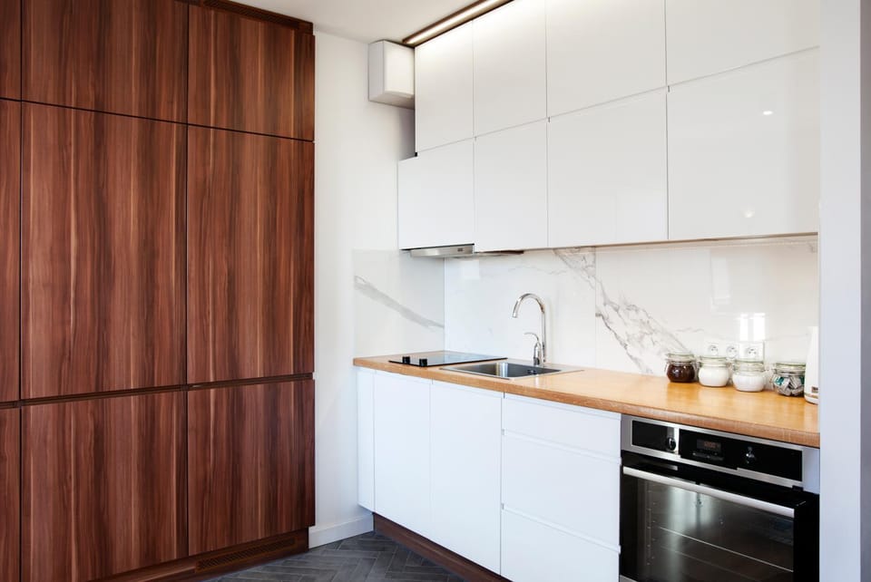 Coffee/tea facilities, Kitchen or kitchenette, Photo of the whole room, oven, stove, toaster, wardrobe