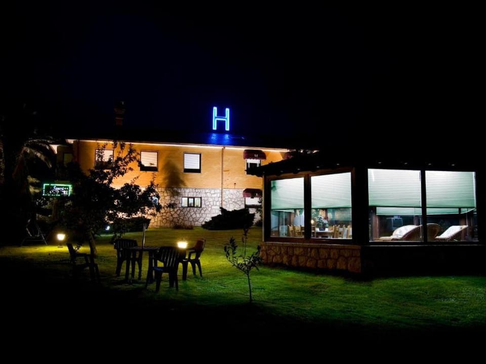 Property building, Patio, Night, Garden