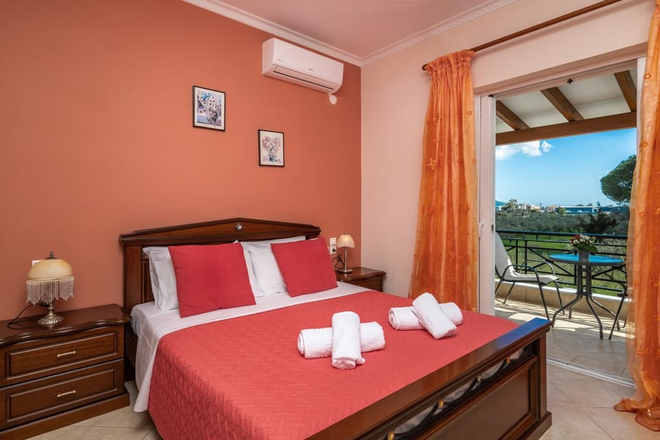Bed, View (from property/room), Photo of the whole room, Bedroom, towels, air conditioner