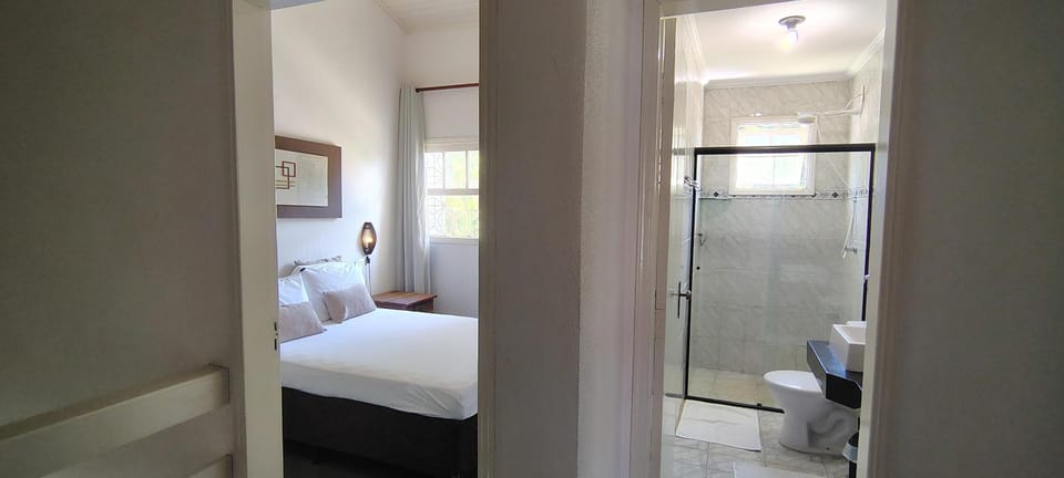Shower, Bed, Bathroom, Photo of the whole room, Bedroom