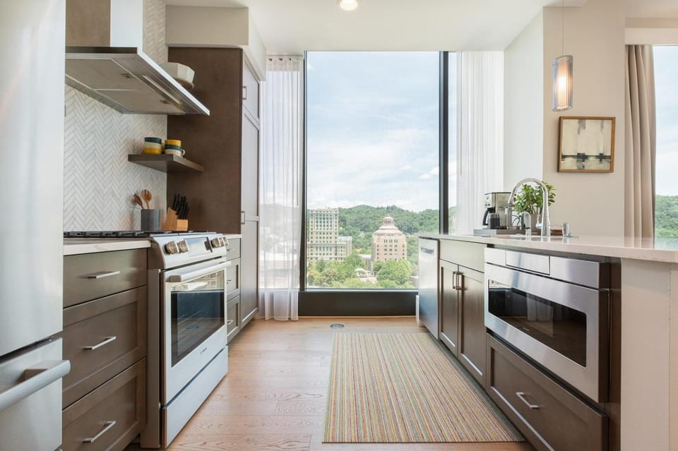 Natural landscape, Kitchen or kitchenette, dishwasher, oven, stove