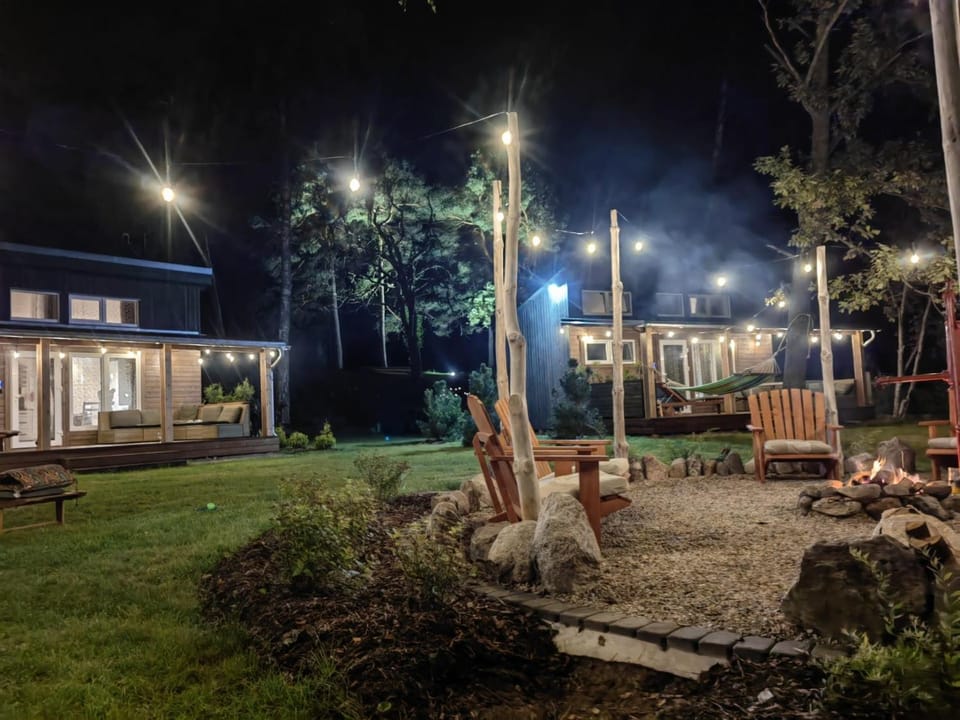 Property building, Night, Natural landscape, Garden, Garden view