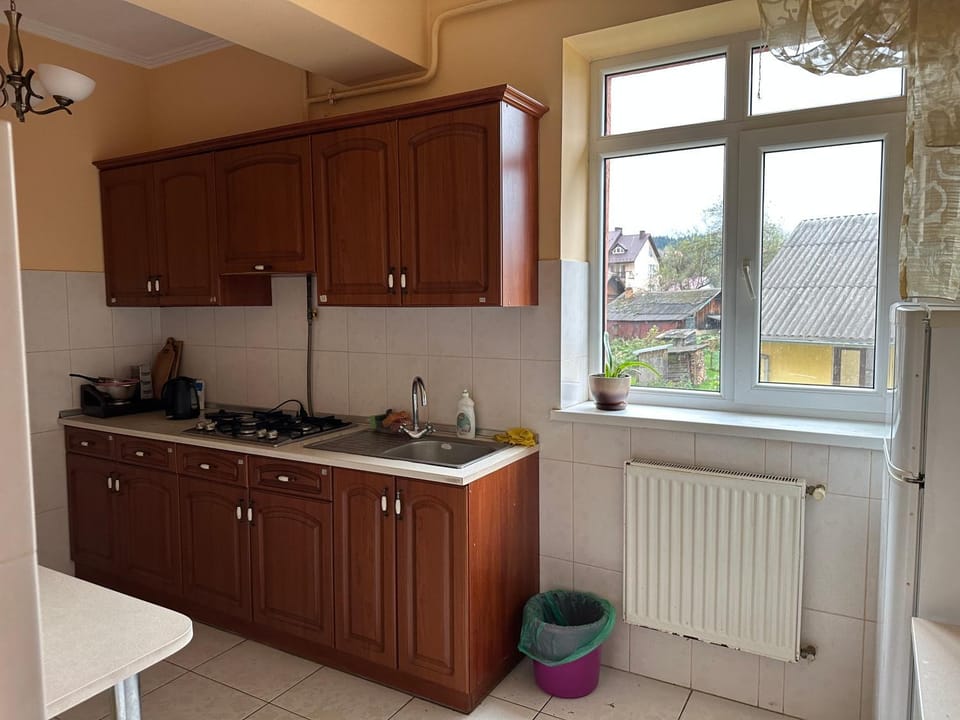 Kitchen or kitchenette, stove