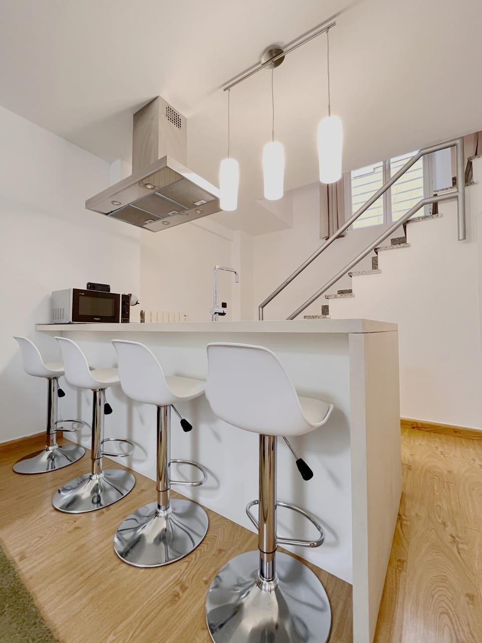 Kitchen or kitchenette, stove