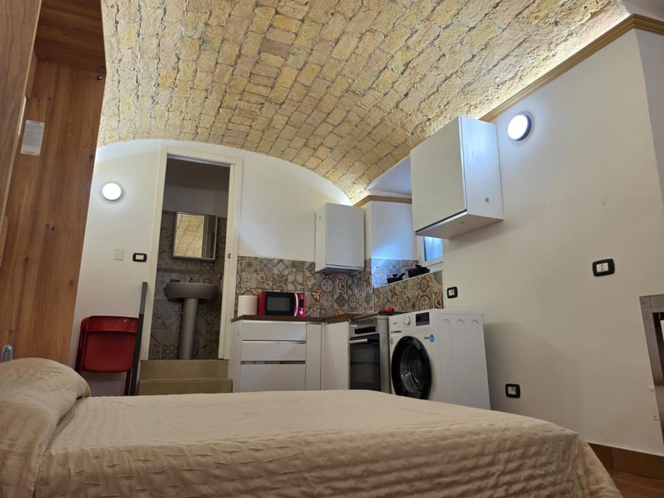 Kitchen or kitchenette, Living room, oven, stove, toaster, washing machine