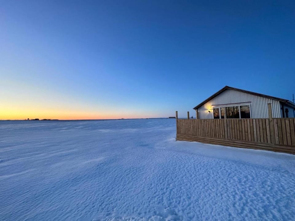 Property building, Natural landscape, Winter, Sunset