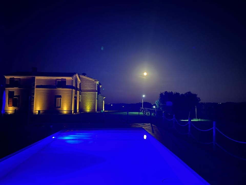 Night, Pool view, Swimming pool