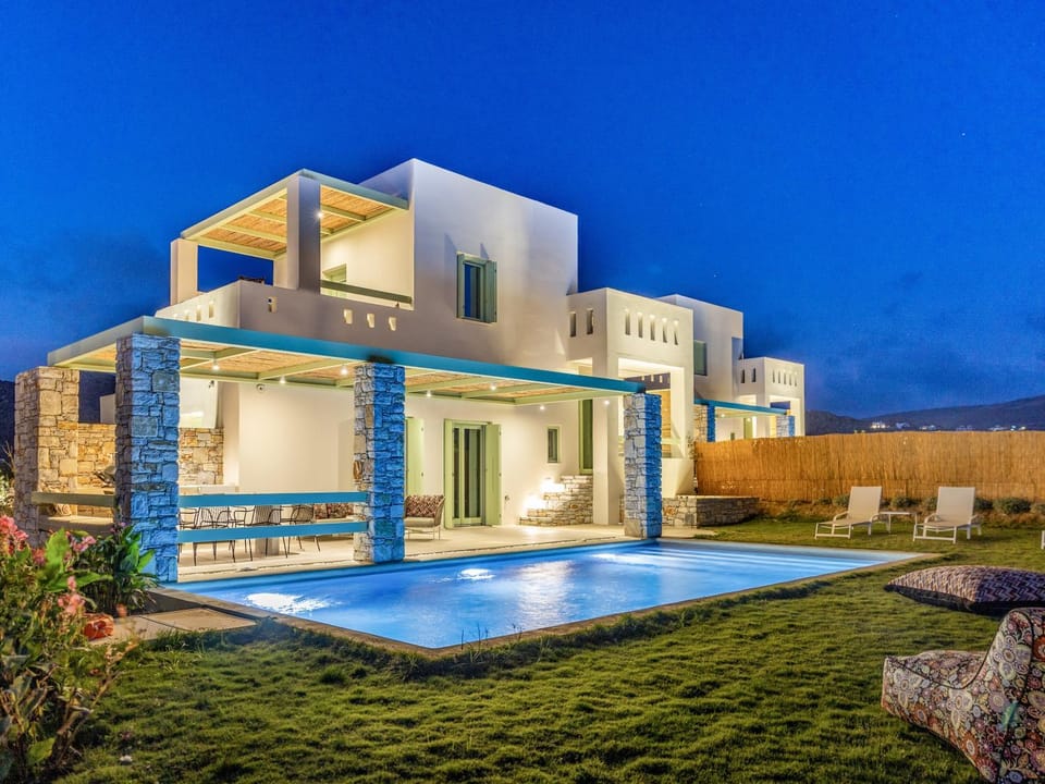 Property building, Night, Garden, Swimming pool