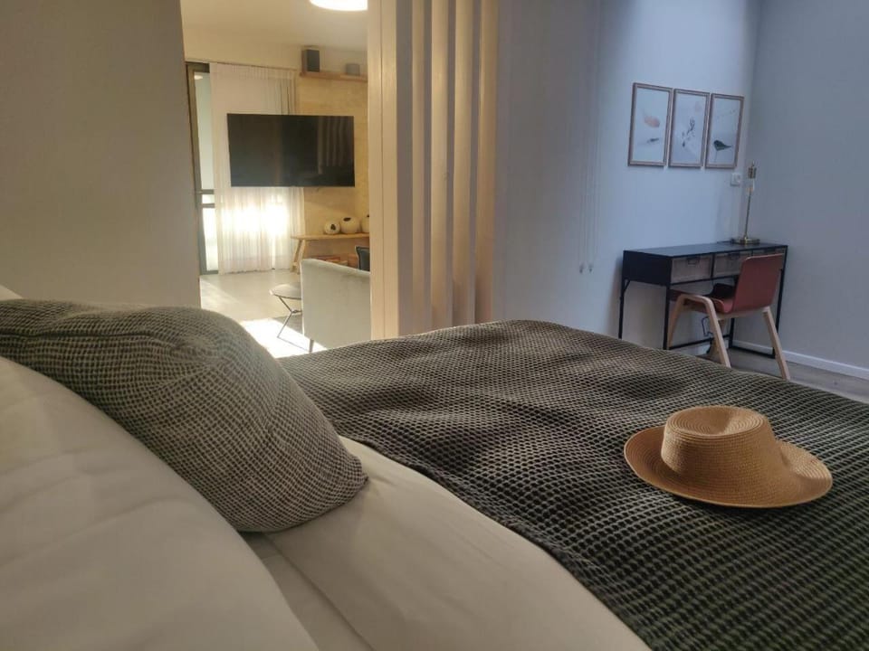 Bed, TV and multimedia, Seating area, Bedroom