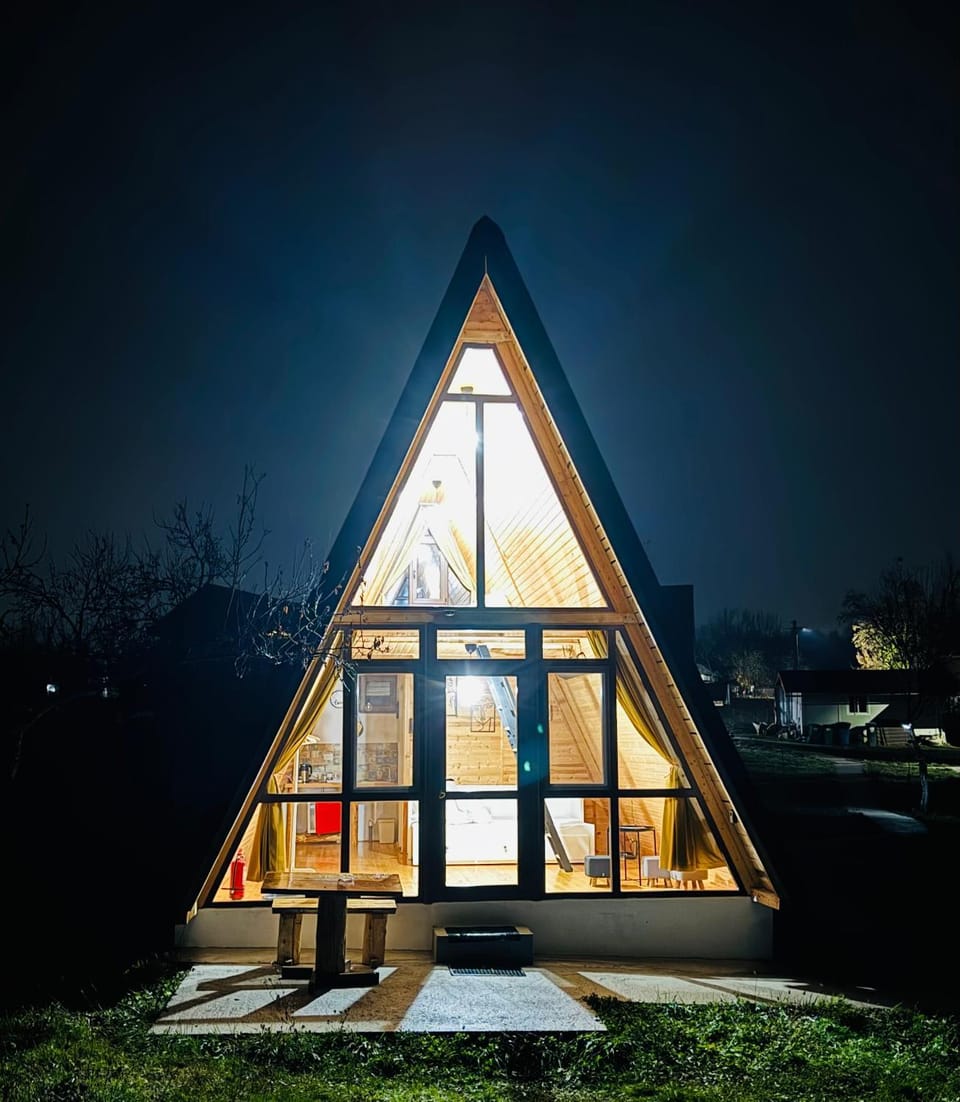 Property building, Night, Garden, Garden view