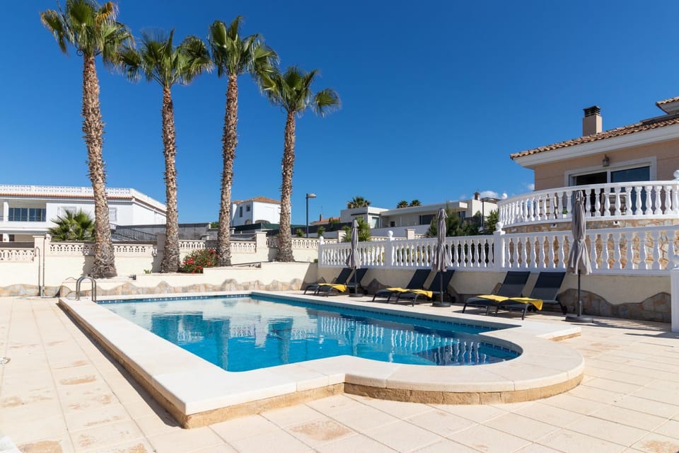 Property building, Pool view, Swimming pool, sunbed