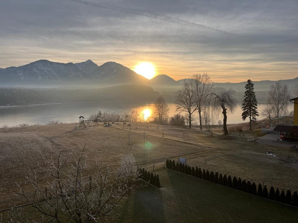 Nearby landmark, Natural landscape, Lake view, Sunset