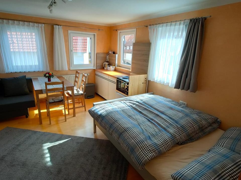 Bed, Kitchen or kitchenette, Seating area, Dining area