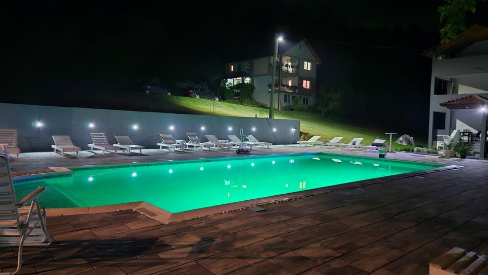 Night, Summer, Swimming pool