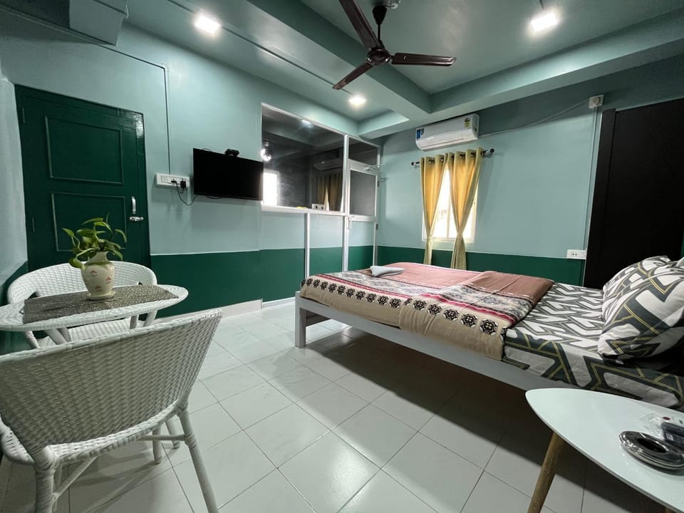Bed, TV and multimedia, Living room, Photo of the whole room, Seating area, Bedroom, fireplace, air conditioner