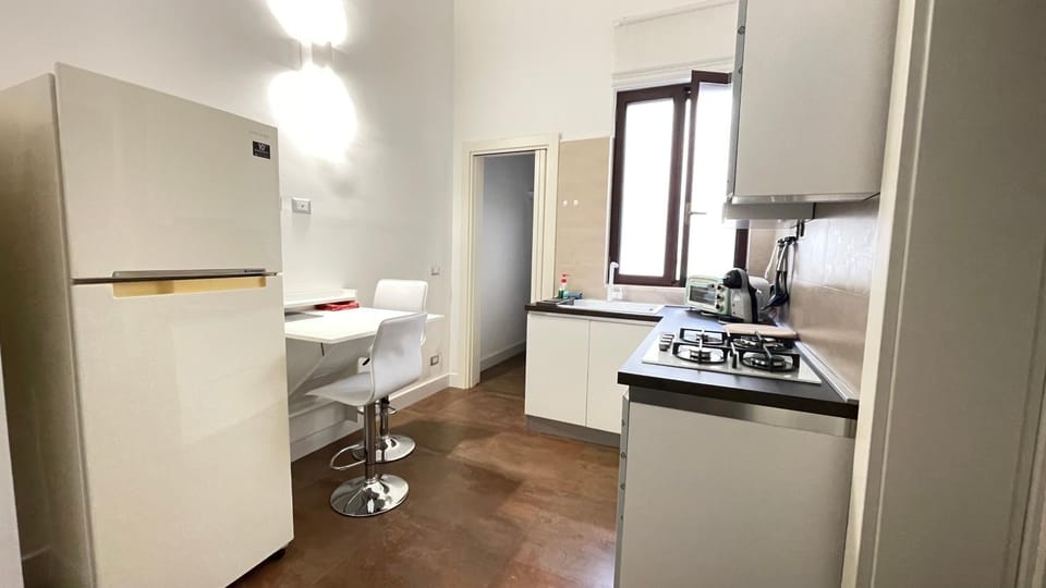 Kitchen or kitchenette, stove