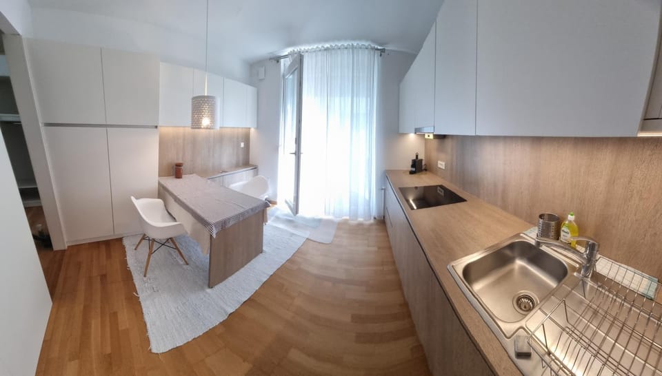 Kitchen or kitchenette, Dining area, dishwasher, microwave, stove, kitchen, air conditioner
