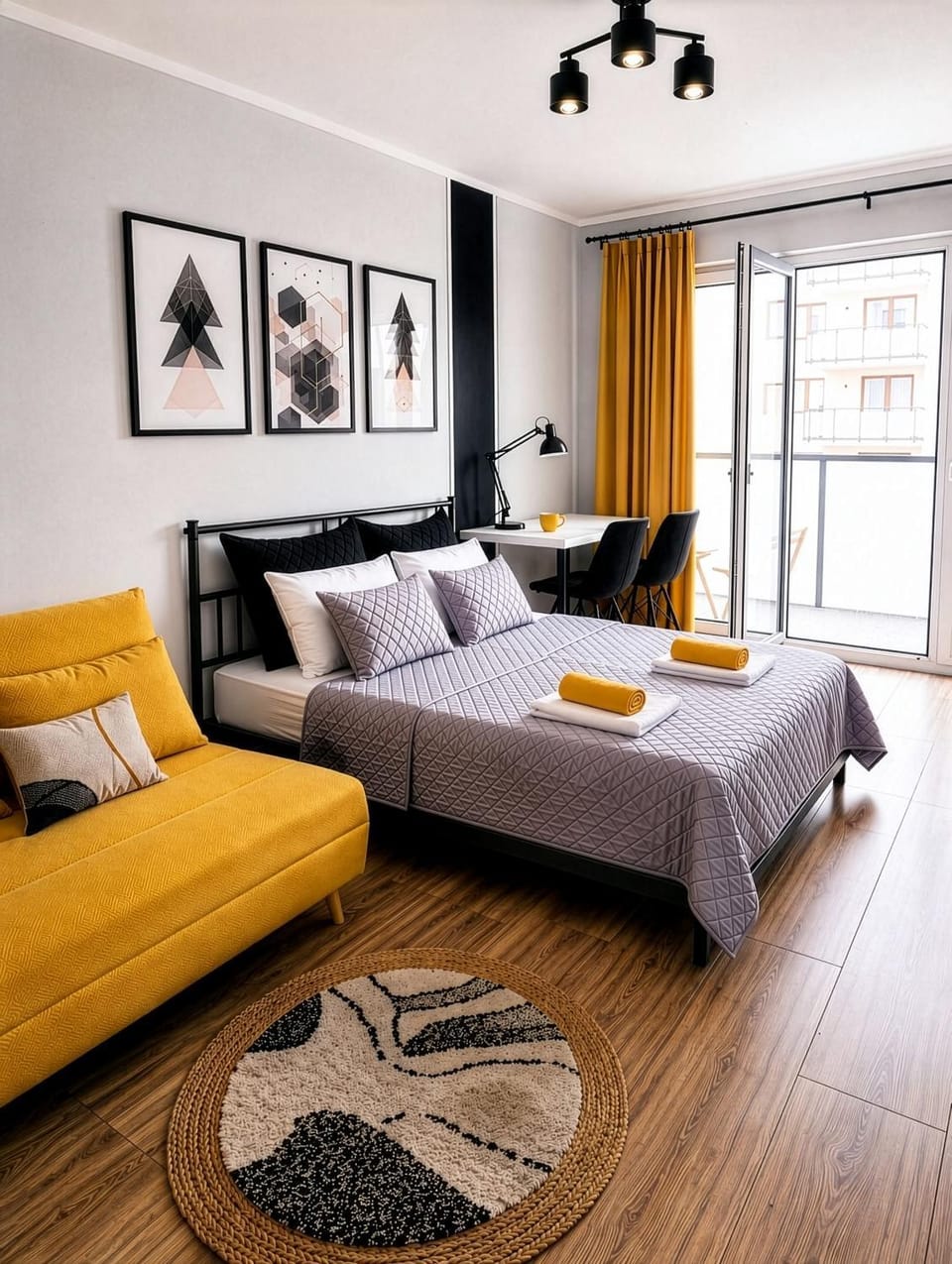 Bed, Photo of the whole room, Bedroom, towels