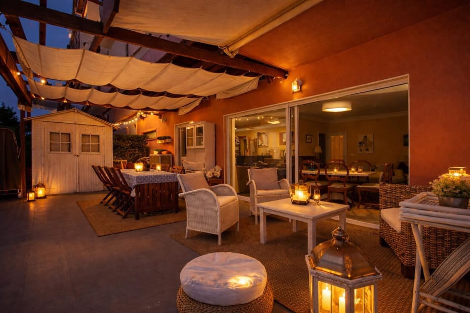 Patio, Night, Balcony/Terrace, Seating area