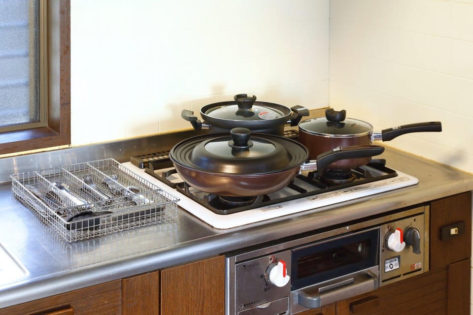Kitchen or kitchenette, stove
