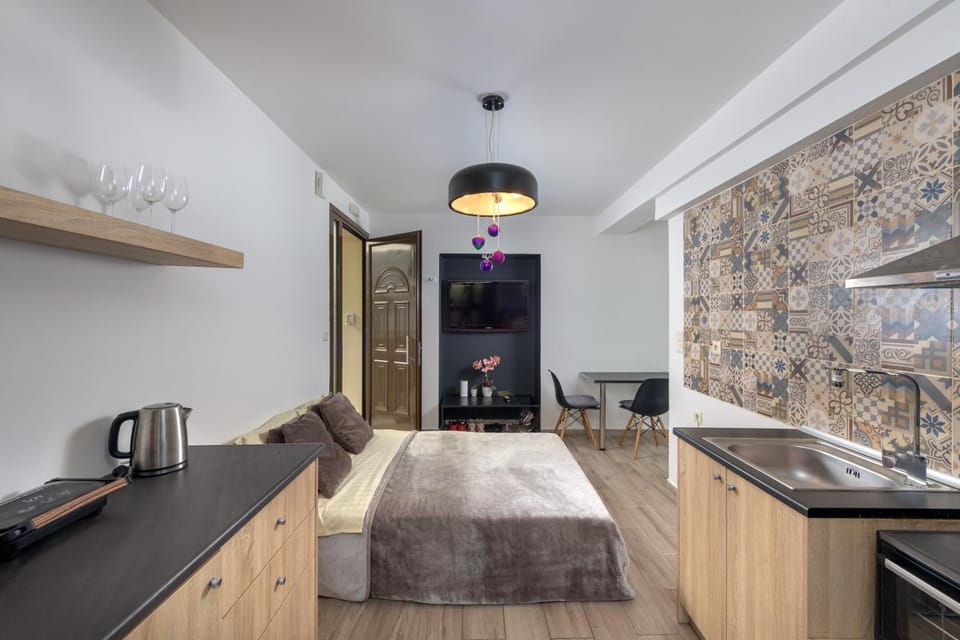 Bed, Kitchen or kitchenette, Photo of the whole room, Bedroom, stove