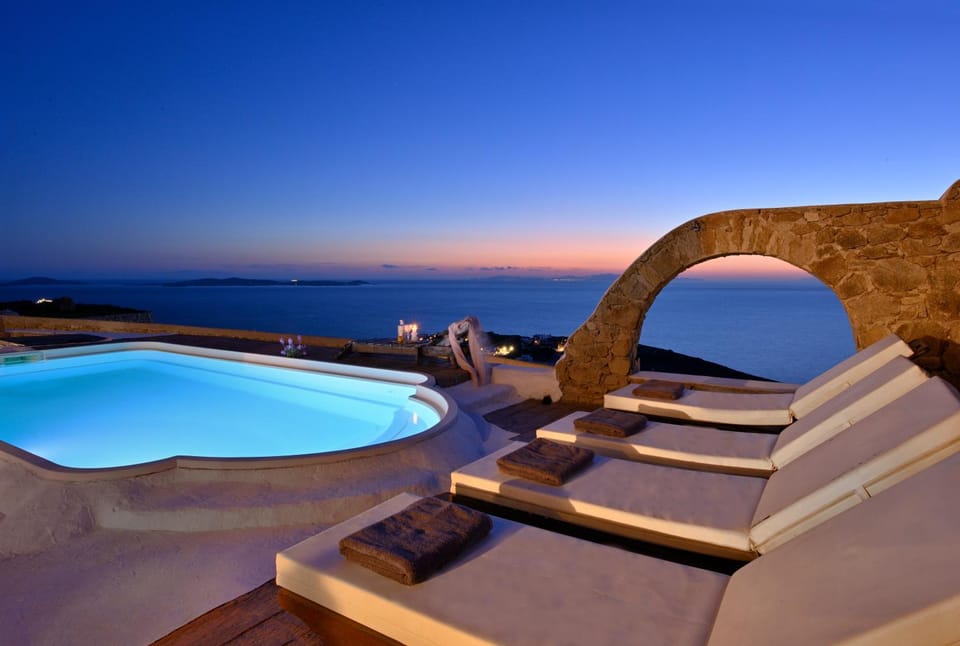 Natural landscape, Pool view, Swimming pool, Sunset
