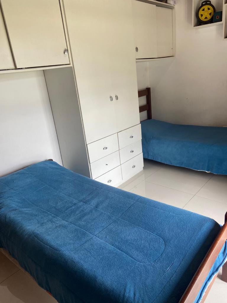 Bed, wardrobe