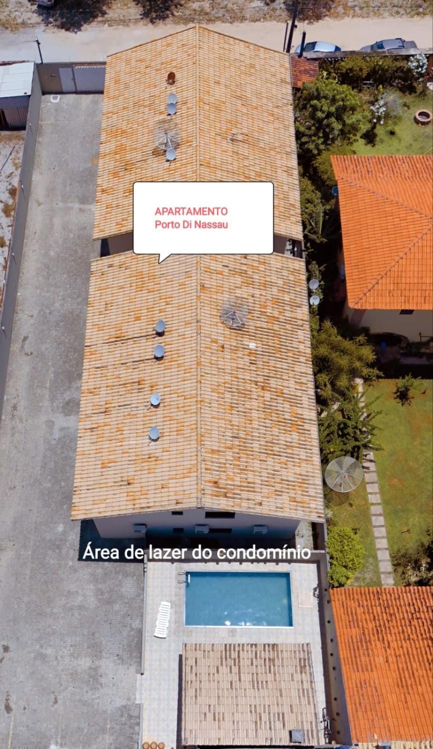 Property building, Bird's eye view, Text overlay, Pool view, Street view, Swimming pool