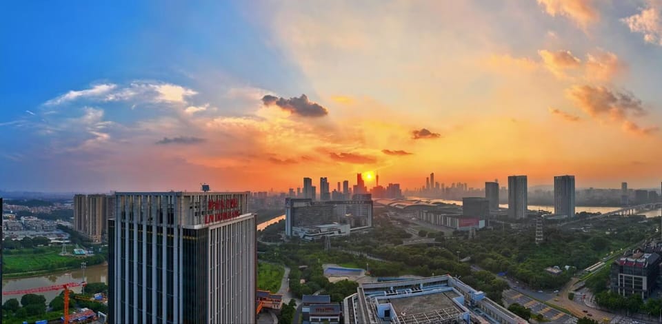 Property building, City view, Sunset