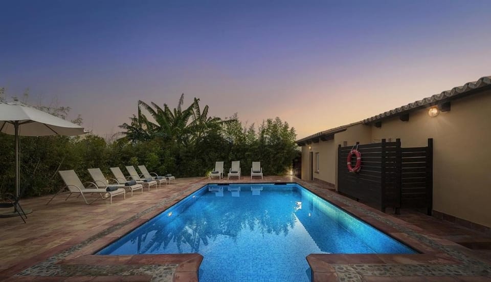 Property building, Living room, Swimming pool