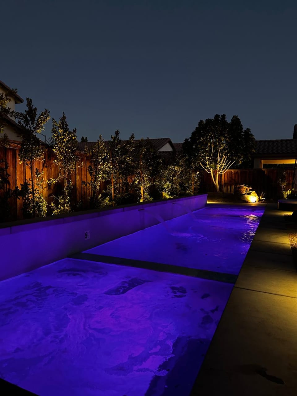 Night, Pool view, Swimming pool, Swimming pool