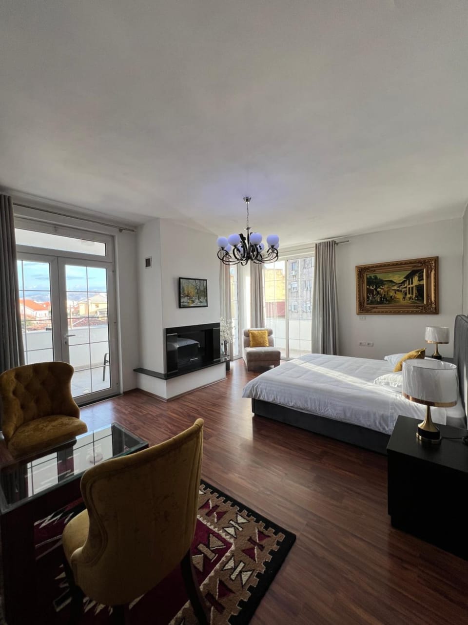 Bed, Seating area, Bedroom, flat iron