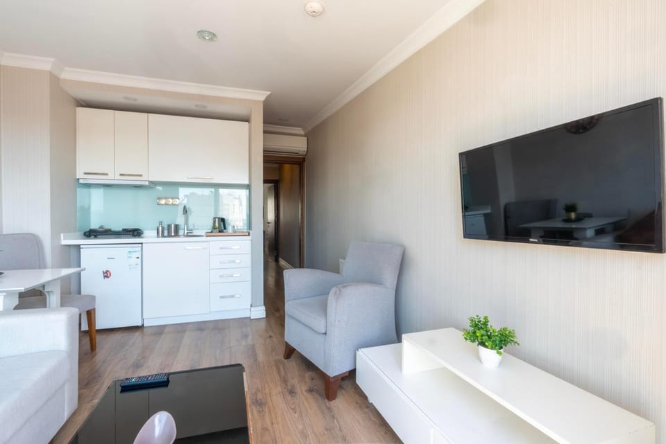 TV and multimedia, Kitchen or kitchenette, Living room, Photo of the whole room, Seating area, Dining area, stove