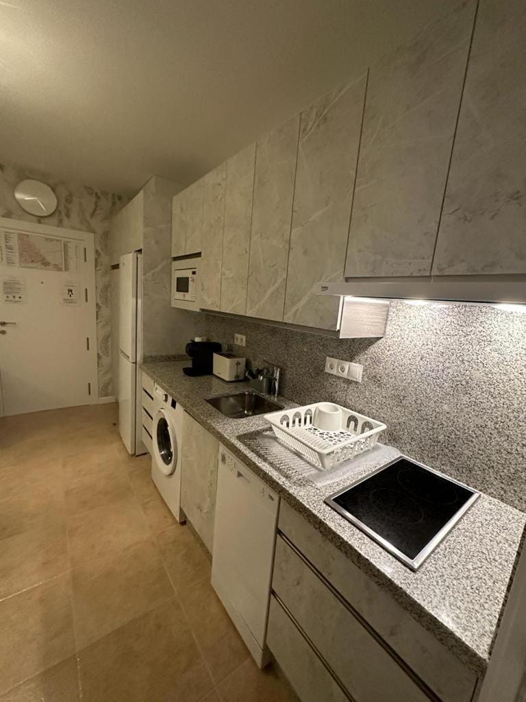Kitchen or kitchenette, dishwasher, minibar, stove