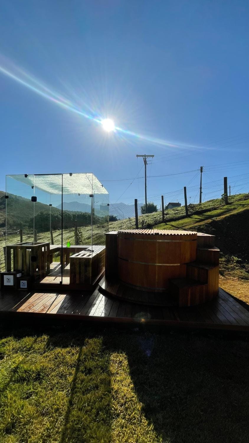 Patio, Natural landscape, Sauna, Mountain view, Open Air Bath