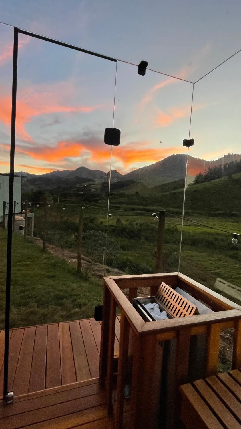 Sauna, Mountain view, Sunset