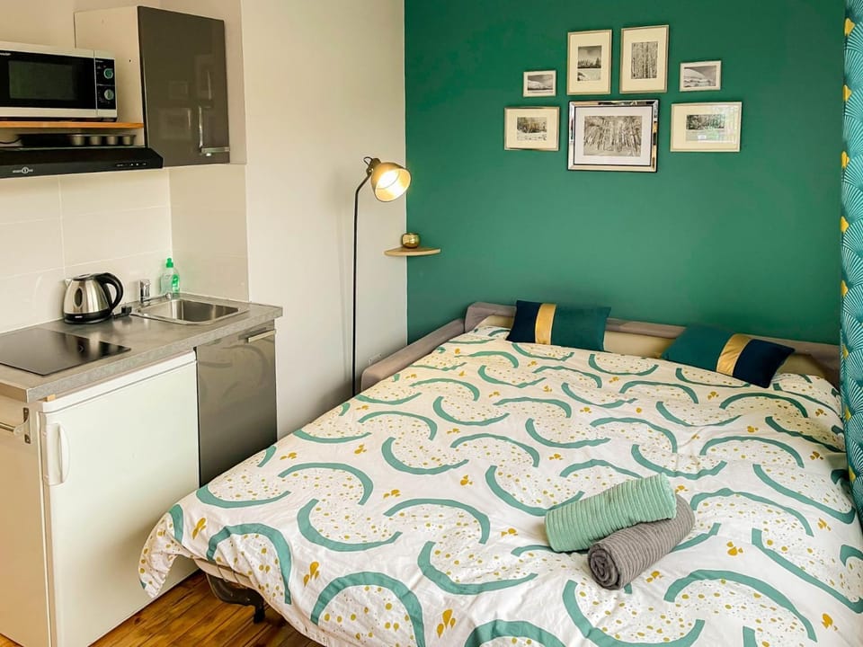 Bed, Kitchen or kitchenette, Photo of the whole room, Bedroom, minibar