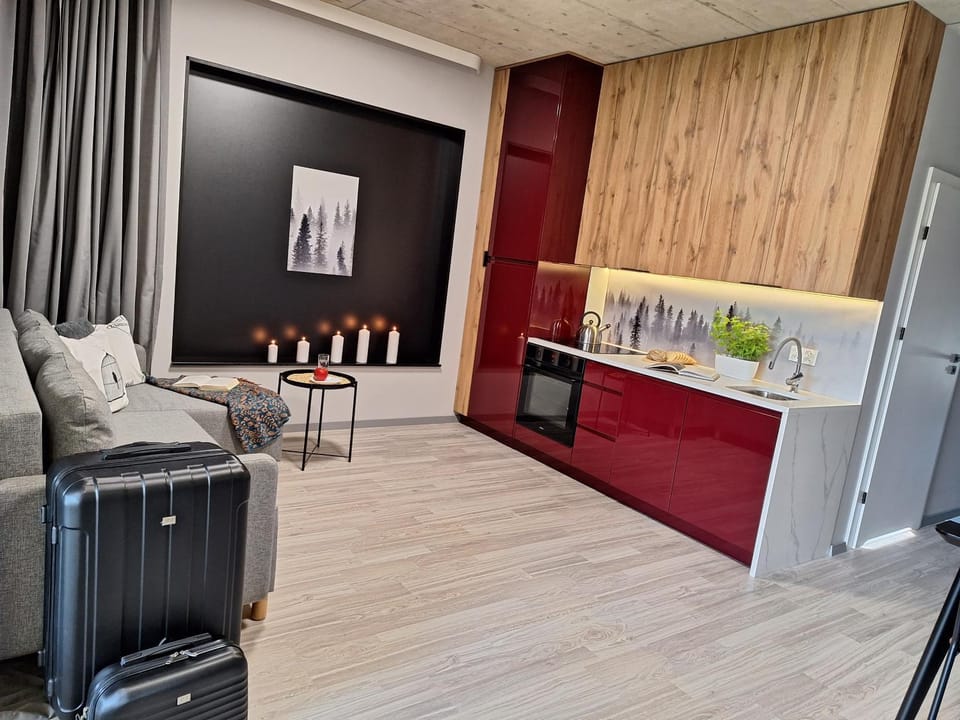 Kitchen or kitchenette, Living room, Seating area