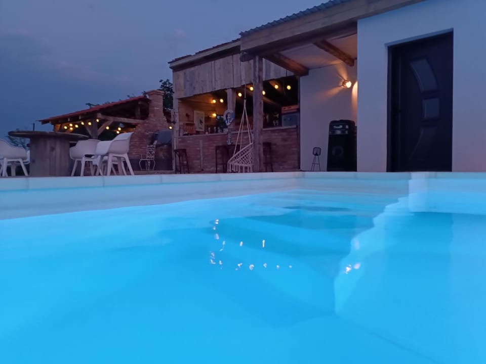 Property building, Night, Pool view, Swimming pool