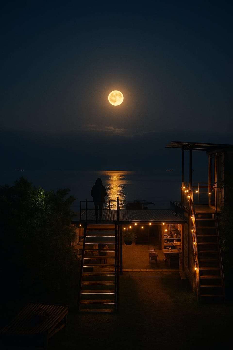 Night, Natural landscape, Lake view