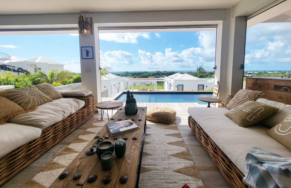 Patio, Living room, Sea view, Swimming pool