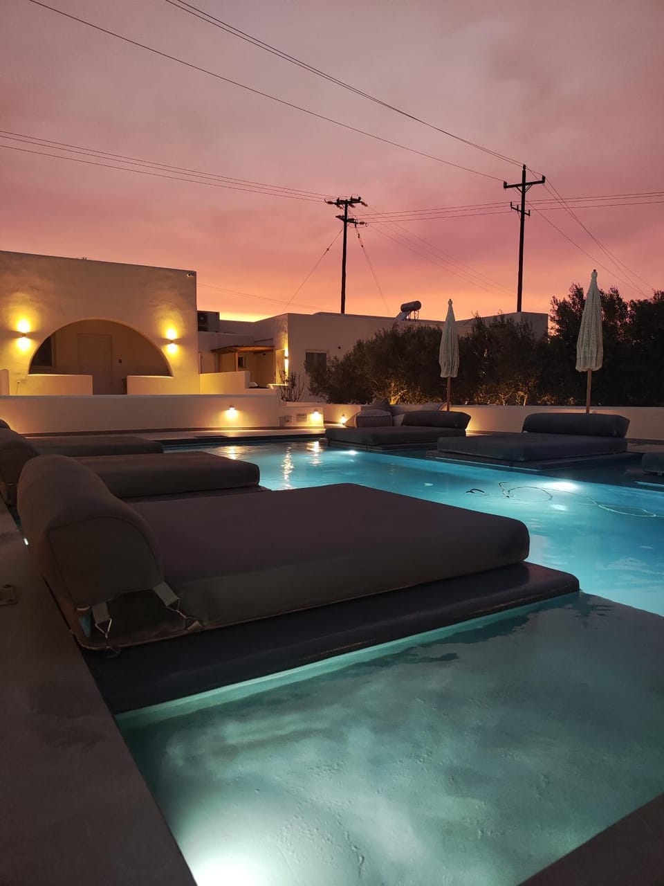 Night, Swimming pool, Sunset