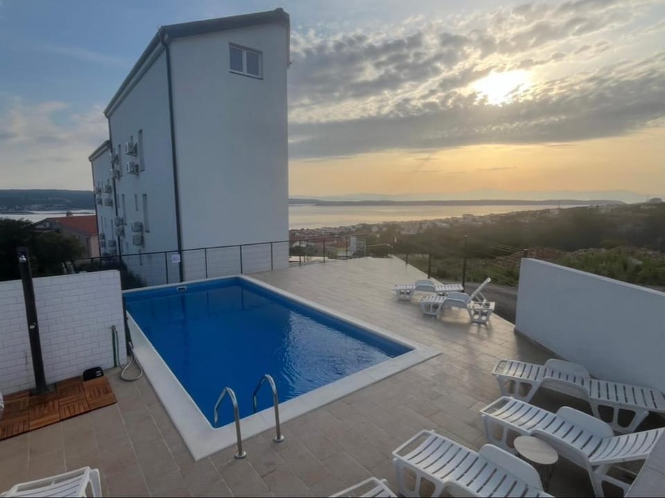 Pool view, Swimming pool, Sunset