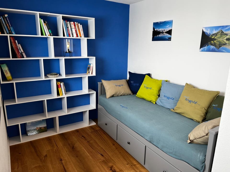 Library, Seating area, Bedroom