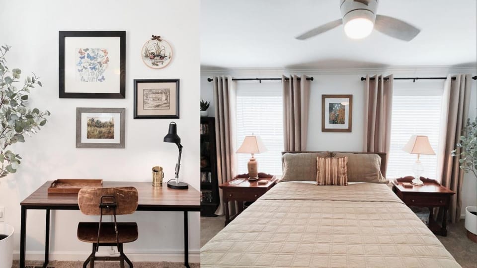 Bed, Bedroom, fireplace