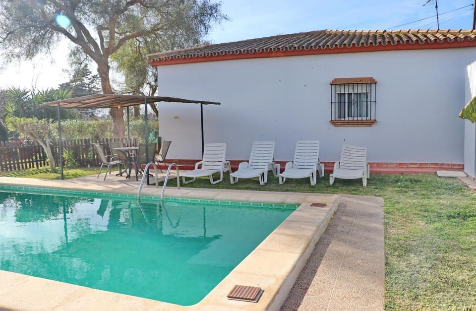 Swimming pool, sunbed