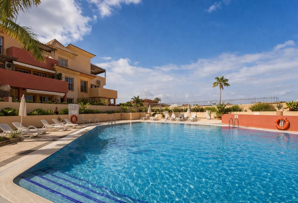 Property building, Day, Natural landscape, Pool view, Swimming pool, sunbed