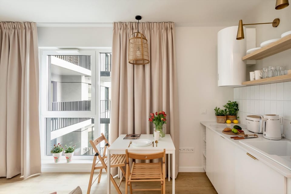 Kitchen or kitchenette, Living room, Dining area